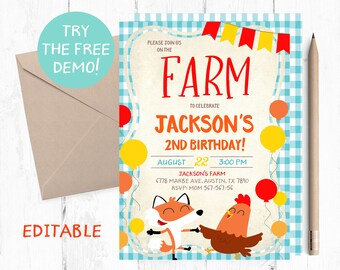 Farm Birthday invitation, Farm Birthday Party, Farm Invitation, Farm Birthday, Farm invitations boy, Barnyard Birthday Invitation, invites,
