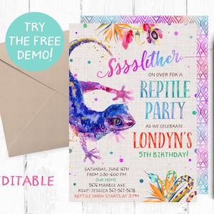 Lizard Invitations, Lizard Invitation, Lizard Birthday Party Invitations, Lizard Party Invitation, Lizard Invites, Lizard Invite, Digital