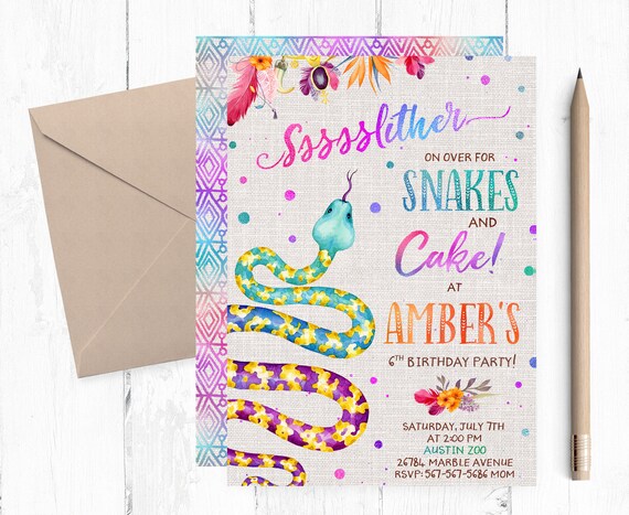 snakes-birthday-invitations-snake-birthday-invitation-snake-etsy