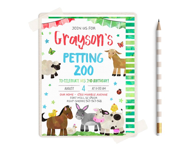 Petting Zoo Birthday Invitation Petting Zoo Invitations | Etsy