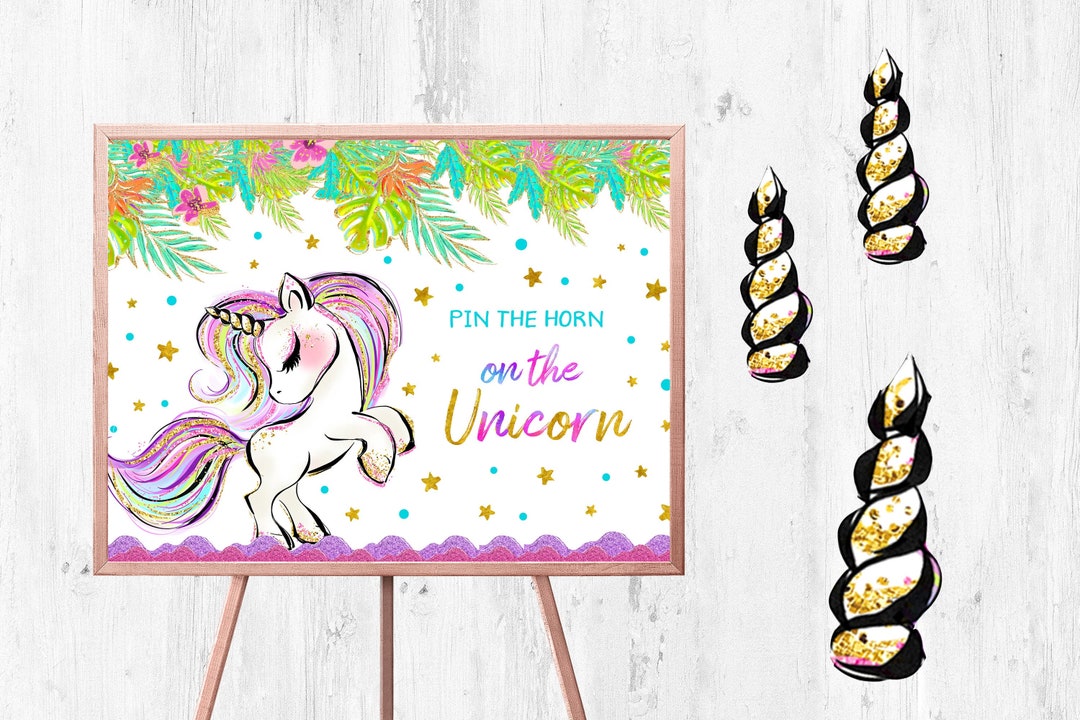 Pin the Horn on the Unicorn, Pin Unicorn Printable Game, Unicorn Pin ...