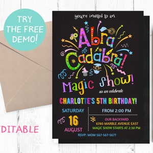 Magic Birthday invitation, Magic Birthday Party, Magic Birthday Invitations, Magic Show, Magic Invitations, Magic Invitation, invites