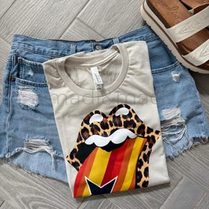 Womens Astros Leopard Tongue Shirt - Retro Baseball Tee