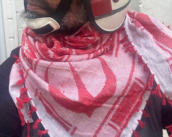 Andor Rebel Keffiyeh Scarf: Star Wars Red & White Cotton