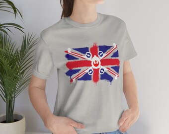 British Star Wars Rebel T16 X-Wing Fighter x Graffiti Rebellion Union Jack Flag GB-XW Original Design - UK Unisex Jersey Short Sleeve Tee