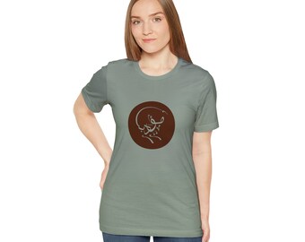 DUNE Muad'Dib Arabische kalligrafie in woestijnmuisvorm in cirkel Paul Atreides - Origineel ontwerp - Unisex Jersey T-shirt met korte mouwen