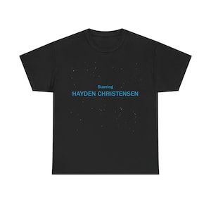 Starring Hayden Christensen - Darth Vader - Obi Wan Kenobi series end credits on starfield - Unisex Heavy Cotton Tee