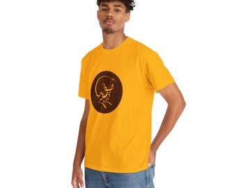 DUNE Muad'Dib Arabic Calligraphy in Desert Mouse shape in circle Paul Atreides - Original Design - Unisex Heavy Cotton Tee