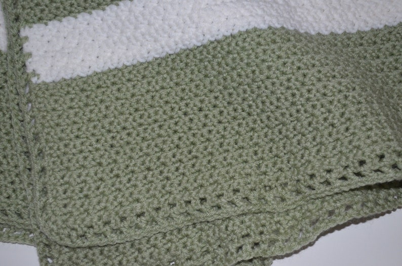 Sage Green and White Crocheted Baby Blanket RHWG006 Etsy