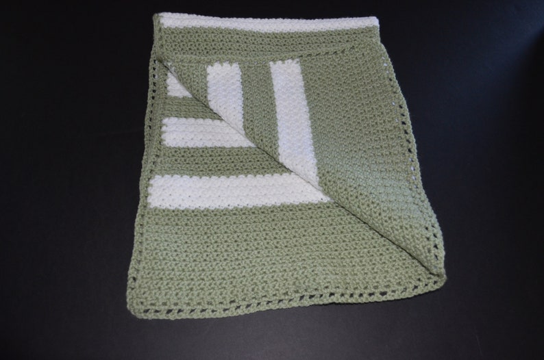 Sage Green and White Crocheted Baby Blanket RHWG006 Etsy