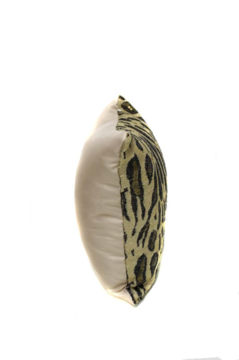 WITHOUT- FILLERS Cheetah Cream Gold Sequin Pillow with Filler