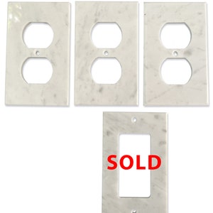 Polished Carrara White Marble Switch Plate Covers