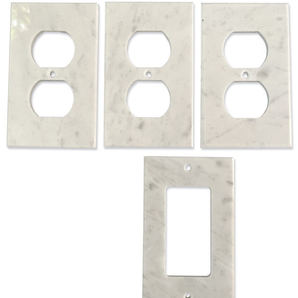 Polished Carrara White Marble Switch Plate Covers