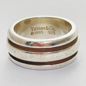 Vintage Tiffany & Co. Atlas Band Ring 1995 Minimalist Grooved Thick Ring - Sterling Silver 925 Size 5.5 - Solid Smooth Men's Masculine Lines