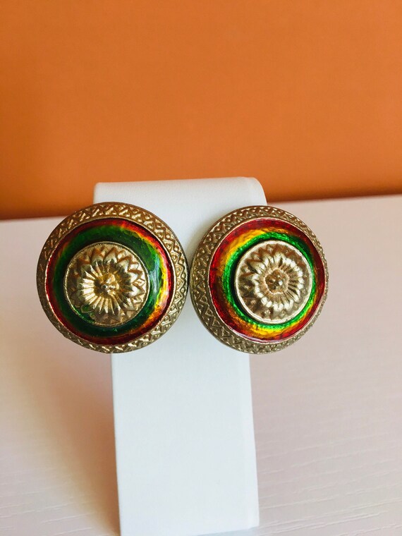 Vintage Rastafarian Clip On Earrings Silver Tone … - image 1