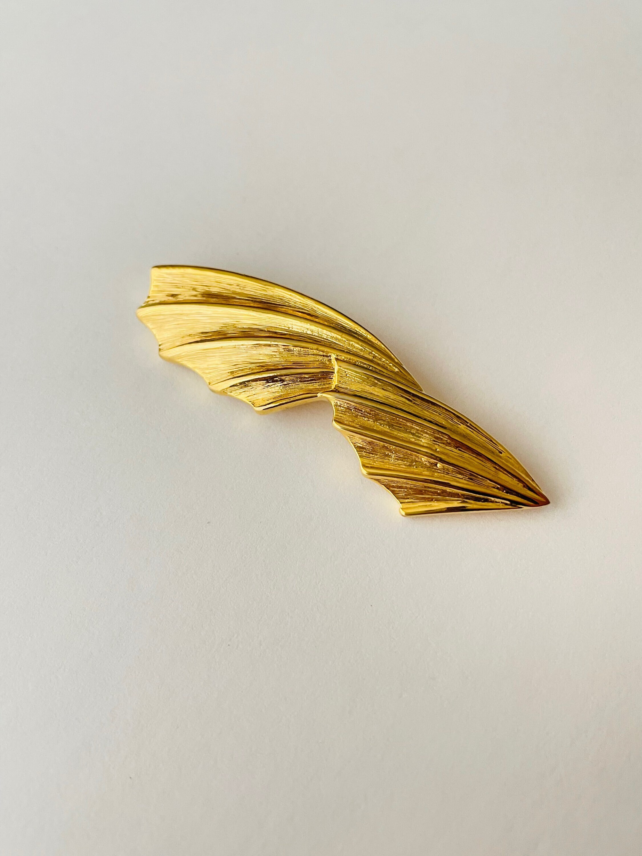 Vintage Givenchy Brushed Gold Brooch Pin Gold Tone Long
