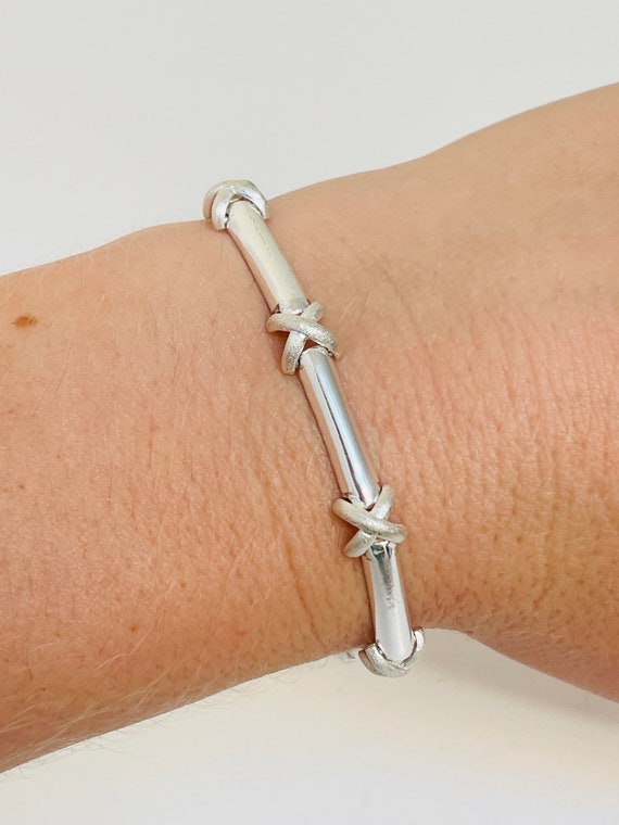 Vintage Sterling 925 Silver Bar and Cross X Chain Link
