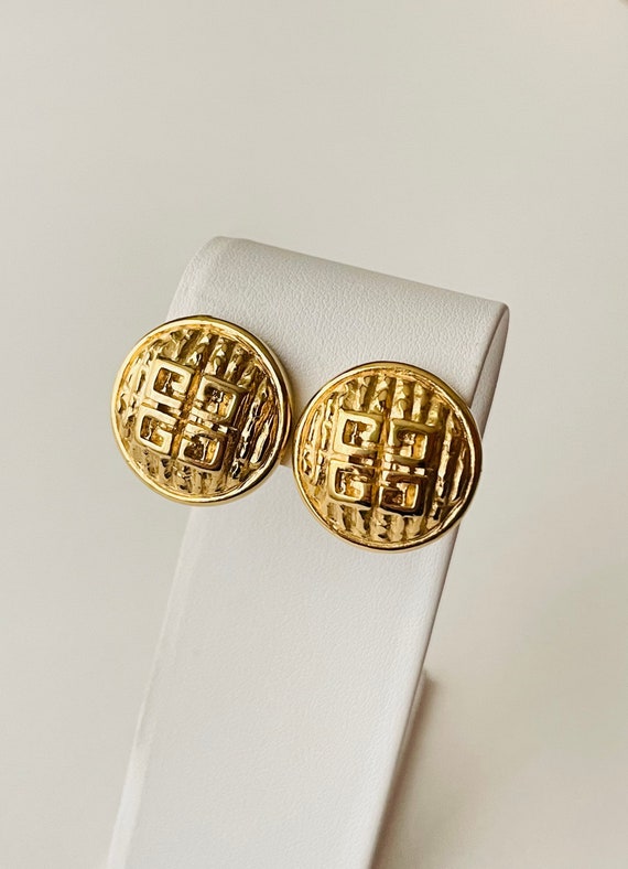 Vintage Givenchy 4G Box Logo Gold Tone Button Clip
