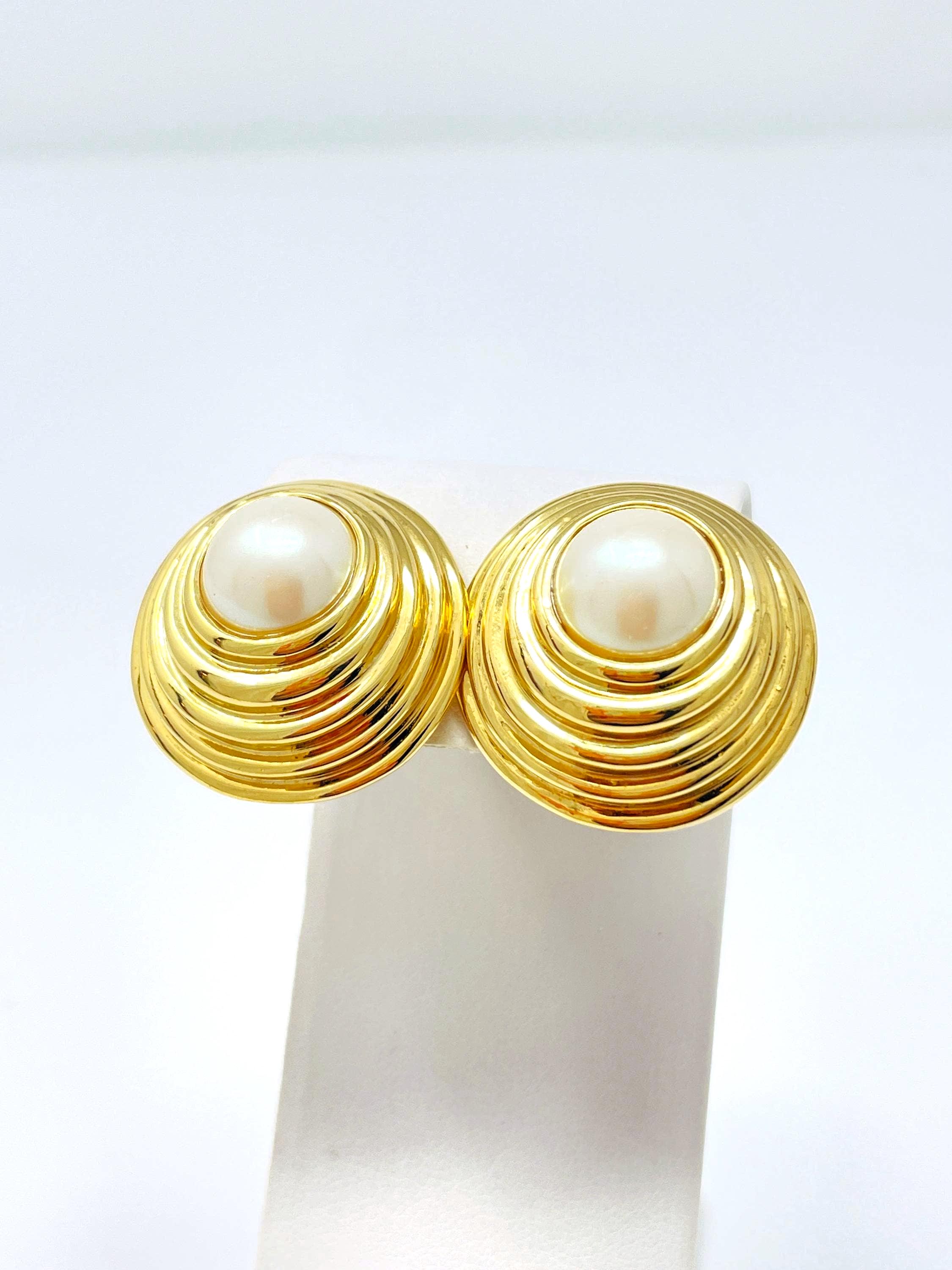 Boucles D'oreilles Vintage Nina Ricci - Clips Dorés Et Strass - Très Bon état - Occasion