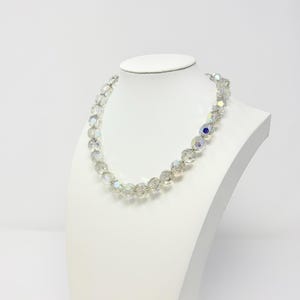 Vintage Clear Aurora Borealis AB Beaded Necklace - Translucent See-Through - Beaded Bead Faceted Sparkly Classy