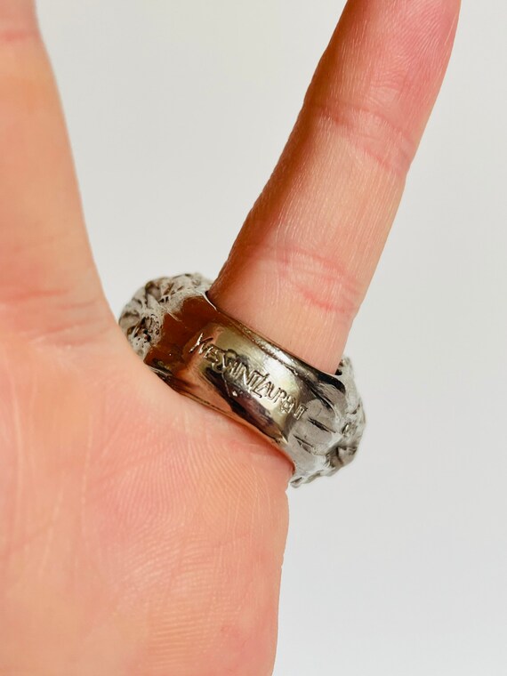 Vintage Yves Saint Laurent YSL Red Jasper Stone Silver Tone Arty