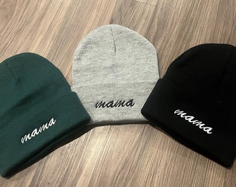Mama Embroidery Beanie