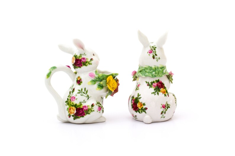 SALE Royal Albert Old Country Roses Bunny Rabbit Sugar and Creamer