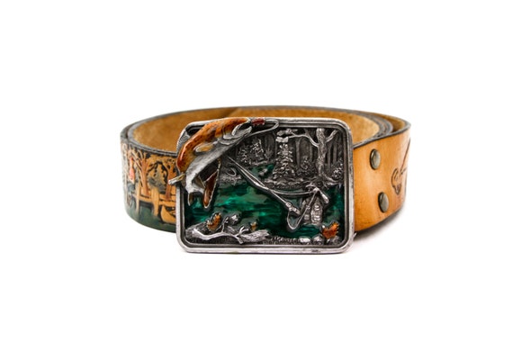 Bergamot Enameled Belt Buckle and Tooled Leather G