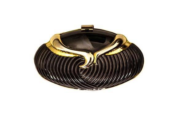 Sasha Hard Case Black and Gold Purse
