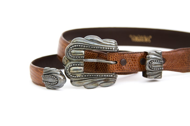Italian Vicenza Sterling Buckle and Lizard Skin Belt