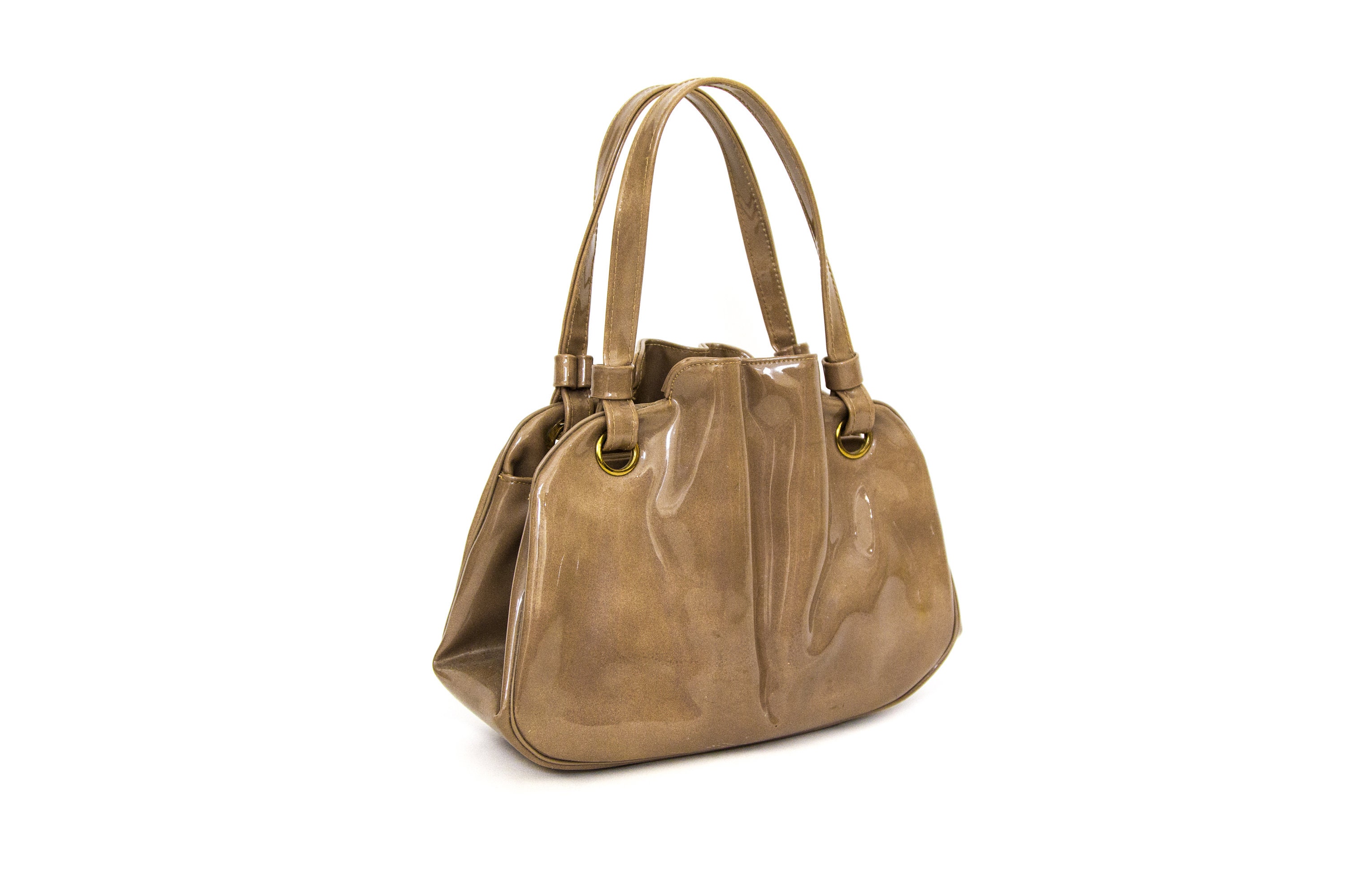beige patent leather purse