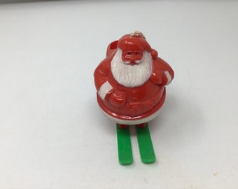 Vintage Plastic Santa on Green Skies (C4)