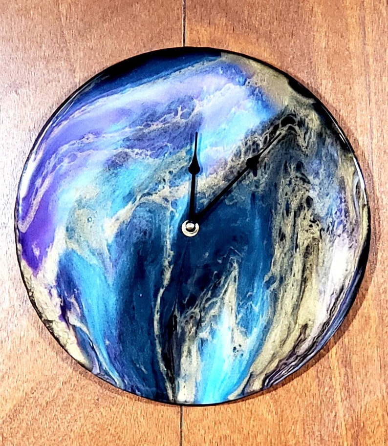 pour painting Handpainted wall clock one of a kind gift boho decor vinyl record art wall art art clock modern decor