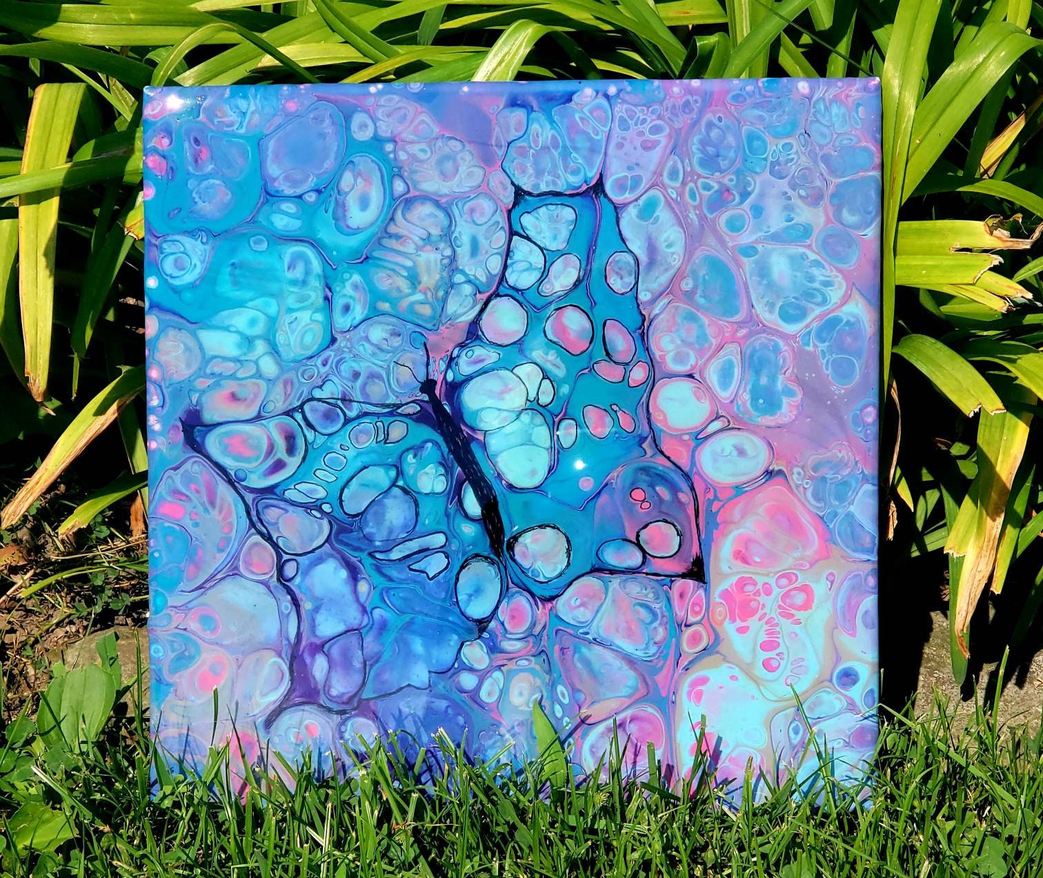 Original Artwork For Gallery Wall 12x12 Inch Fluid Art