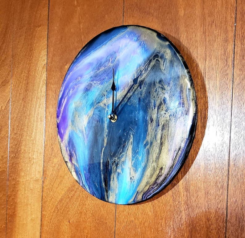 pour painting Handpainted wall clock one of a kind gift boho decor vinyl record art wall art art clock modern decor