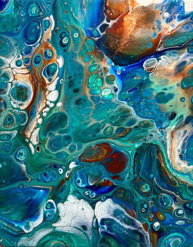 Blue Fluid Acrylic Pour Painting: Abstract Colorful Decor, 8x10 ...