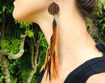 Feathers  Earrings Flower of Life "FLOW"