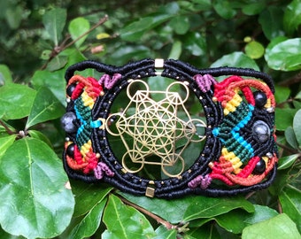 Sacred Geometry Metatron Cube   "Digital Detox Watch"      Bracelet macrame, Meditation Watch,  here and now reminder, digital detox tool