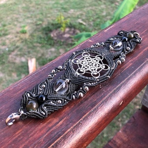 Sacred Geometry Metatron&#39;s Cube &quot;Digital Detox Watches&quot; bracelet macrame, Meditation Watch,  here and now reminder, digital detox tool