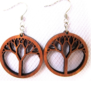 Tree of Life, Wooden earrings, Laser Cut earrings, Yoga jewelry, Boho jewelry, Tree of life earrings, Circle earrings, Hippie Style, Wood