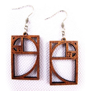 Wooden Earrings Fibonacci series, Fractal , Laser Cut Earrings, Golden Ratio, Inspirational jewelry, Math Jewelry, Present for teacher