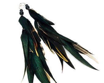 Feathers Earrings "BLACK MAGIC"