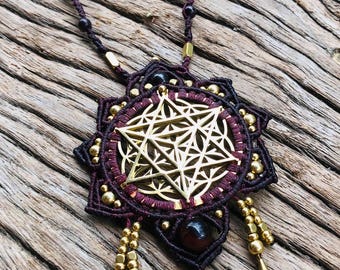 Flower of life and Merkaba stainless steel sacred geometry necklace