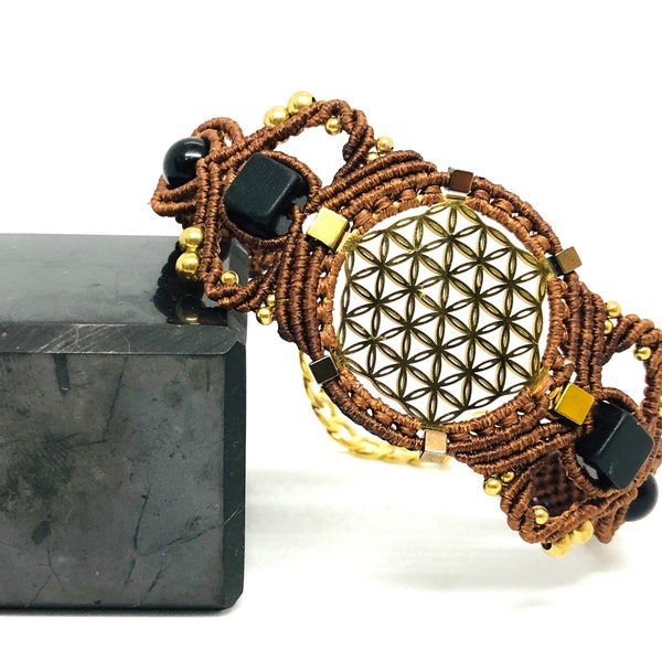 Sacred Geometry  Flower of life "Watches" bracelet macrame, Meditation Watch,  here and now reminder, digital detox tool