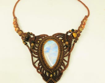 Rainbow Moonstone Boho necklace "Feminine Energy"