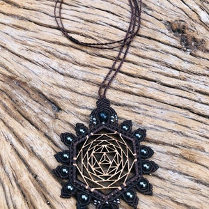 Merkaba boho-hanger, Joodse sieraden, Merkaba-houten ketting, heilige kunst