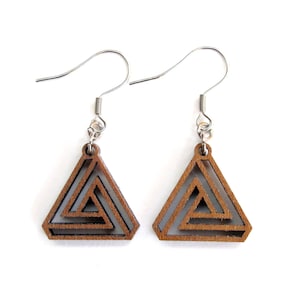 Triangle Infinity Super small Earrings  - Wooden earrings - Laser Cut earrings - Sacred geometry jewelry - Bohemian Earrings