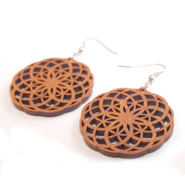 Seed of Life Wood Earrings Double, Crop circles, Sacred geometry jewelry, Seed of life jewelry, Boho jewelry, Geometric Art, Psychedelic