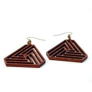 Triangle wooden earrings, Triangle Infinity Earrings, Sacred geometry Yoga jewelry, boho earrings, Bohemian earrings, Psychedelic jewelry