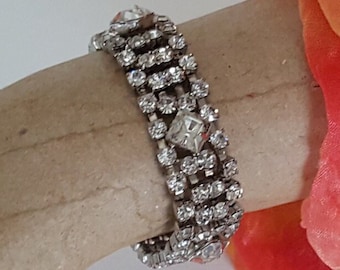 Bracelet vintage en strass/bracelet de mariée/bijoux en strass/bracelet vintage/bracelet femme/bijoux femme/bijoux fantaisie vintage femme